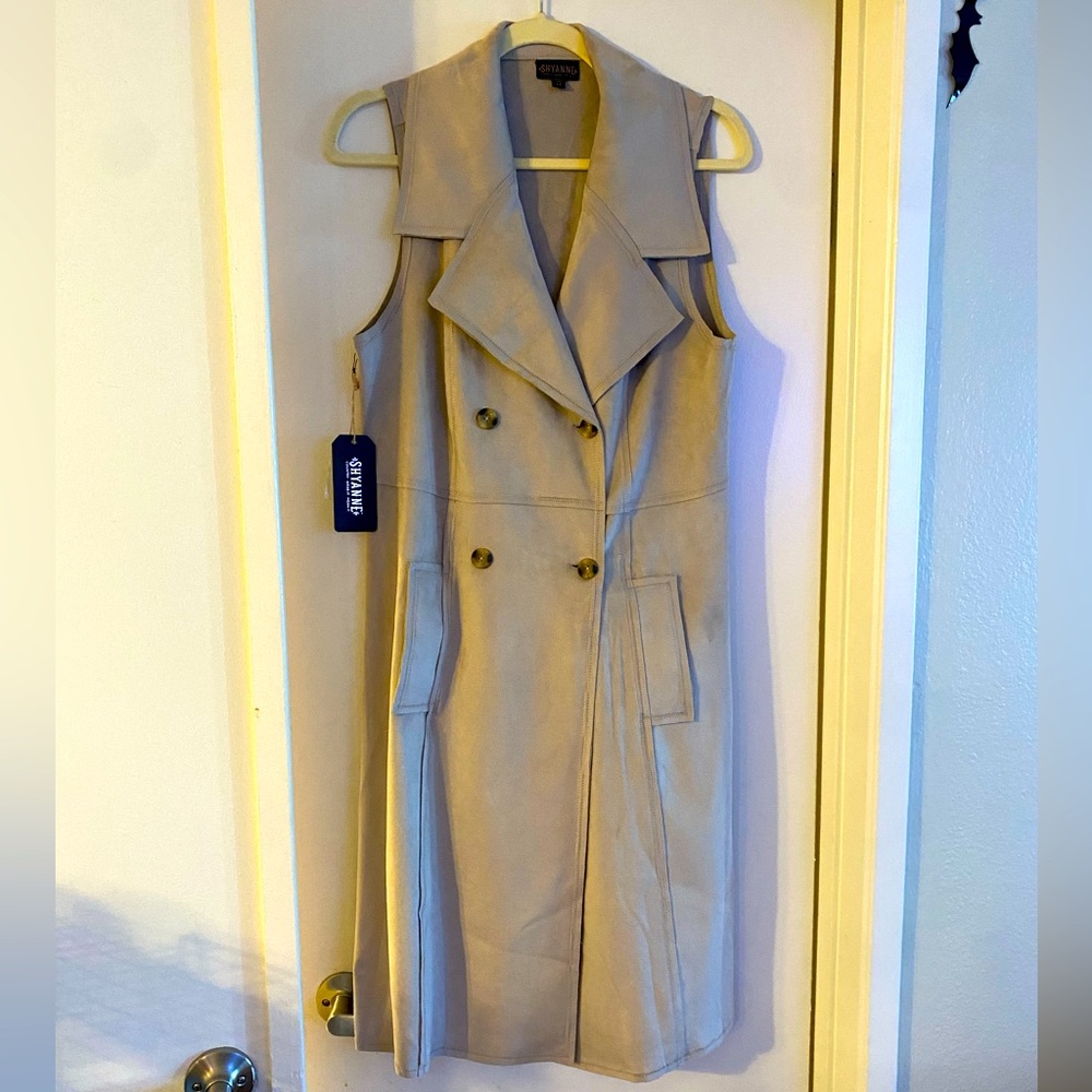 Shyanne Double-Breasted Long Vest Suede